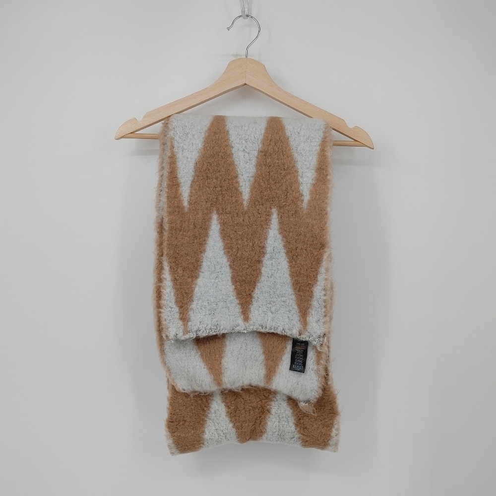 Cozy Brown and Cream Geometric Scarf